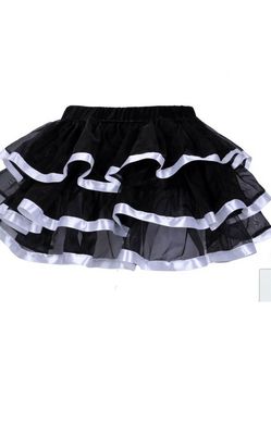 Black Tulle Mini Skirts With Layers and white Edging